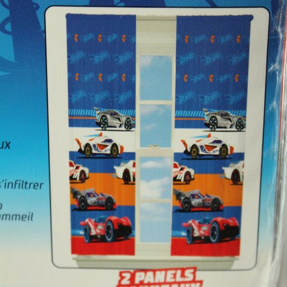 Hot Wheels 2 Panel Set Of Curtains Lights Off - Picture 2 of 3